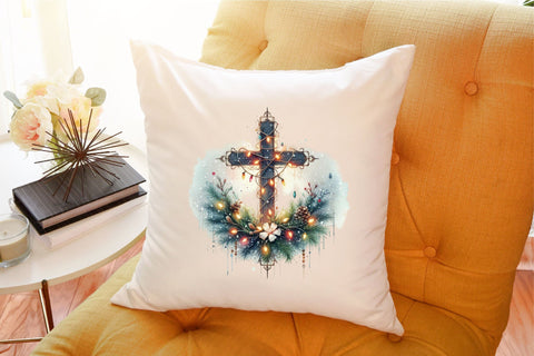 Christmas Cross Watercolor Clipart Sublimation designartist 