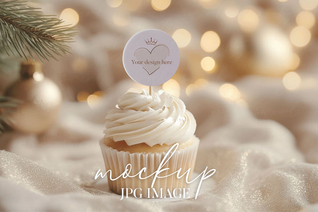Christmas Cupcake Round Topper Mockup Mock Up Photo BijouBay 