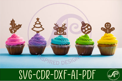 Christmas cupcake toppers, 12 designs SVG laser cut SVG APInspireddesigns 