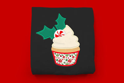 Christmas Cupcake with Holly and Mint Applique Embroidery Embroidery/Applique DESIGNS Designed by Geeks 