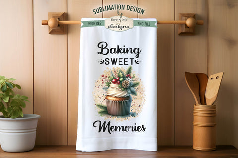 Christmas Cupcakes Kitchen Towel Sublimation Designs Sublimation Ewe-N-Me Designs 