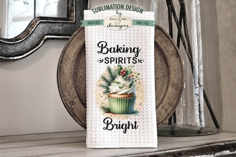 Christmas Cupcakes Kitchen Towel Sublimation Designs Sublimation Ewe-N-Me Designs 