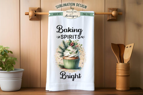 Christmas Cupcakes Kitchen Towel Sublimation Designs Sublimation Ewe-N-Me Designs 