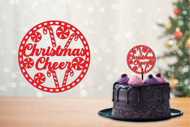 Christmas Cut files, round sign, Cake topper, Coaster SVG zafrans studio 
