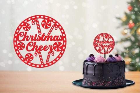 Christmas Cut files, round sign, Cake topper, Coaster SVG zafrans studio 