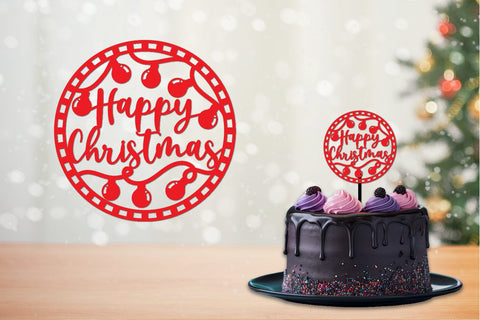 Christmas Cut files, round sign, Cake topper, Coaster SVG zafrans studio 