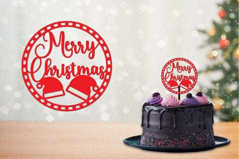 Christmas Cut files, round sign, Cake topper, Coaster SVG zafrans studio 