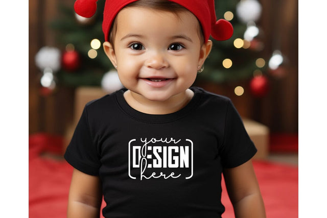 Christmas Cute Baby Black T-Shirt Mockups SVG sublimationhouse29 