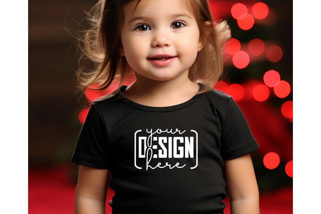 Christmas Cute Baby Black T-Shirt Mockups SVG sublimationhouse29 