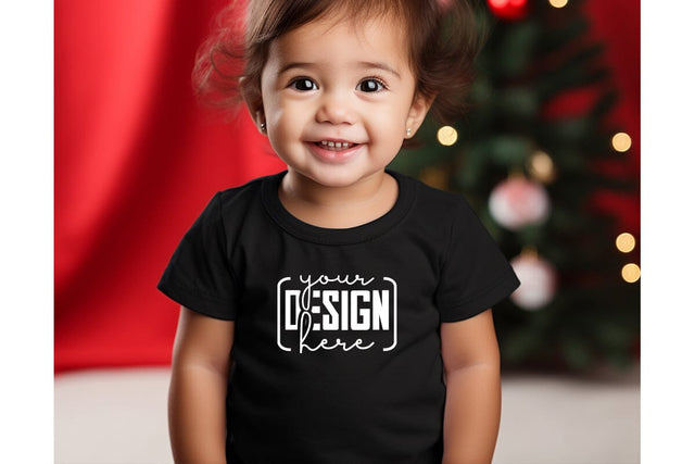 Christmas Cute Baby Black T-Shirt Mockups SVG sublimationhouse29 