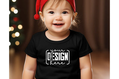 Christmas Cute Baby Black T-Shirt Mockups SVG sublimationhouse29 