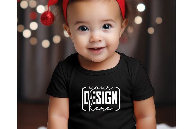 Christmas Cute Baby Black T-Shirt Mockups SVG sublimationhouse29 