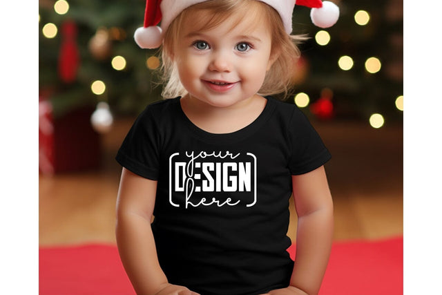 Christmas Cute Baby Black T-Shirt Mockups SVG sublimationhouse29 