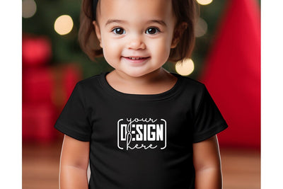 Christmas Cute Baby Black T-Shirt Mockups SVG sublimationhouse29 