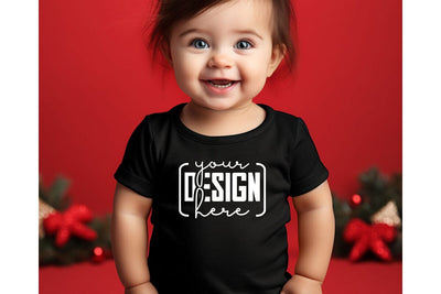 Christmas Cute Baby Black T-Shirt Mockups SVG sublimationhouse29 
