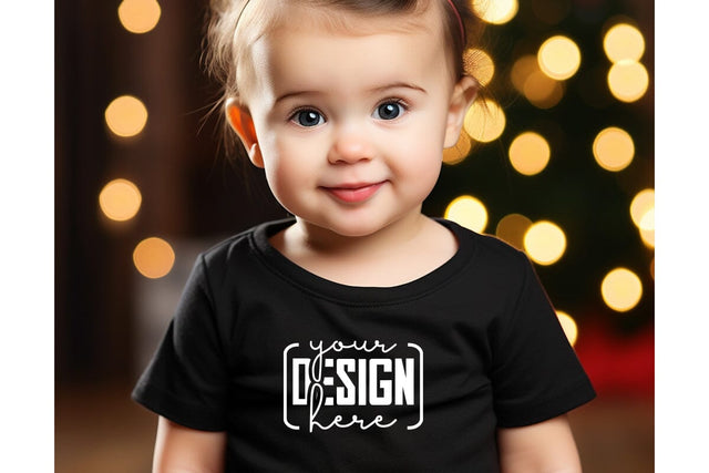Christmas Cute Baby Black T-Shirt Mockups SVG sublimationhouse29 