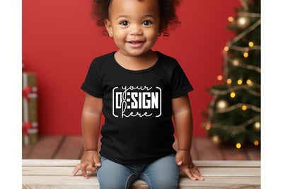 Christmas Cute Baby Black T-Shirt Mockups, SVG sublimationhouse29 