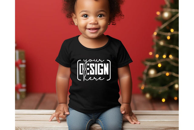 Christmas Cute Baby Black T-Shirt Mockups, SVG sublimationhouse29 