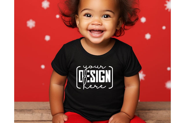Christmas Cute Baby Black T-Shirt Mockups SVG sublimationhouse29 