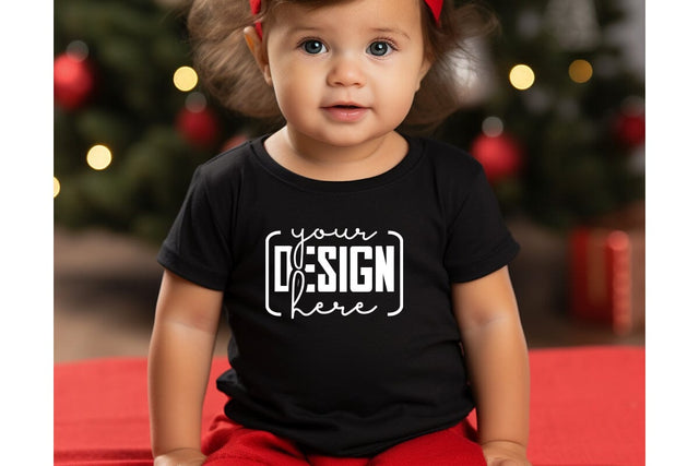 Christmas Cute Baby Black T-Shirt Mockups, SVG sublimationhouse29 