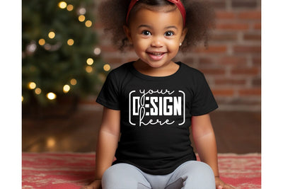 Christmas Cute Baby Black T-Shirt Mockups SVG sublimationhouse29 