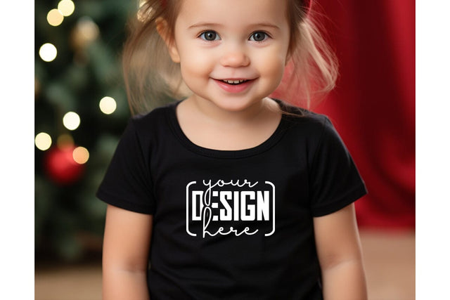 Christmas Cute Baby Black T-Shirt Mockups SVG sublimationhouse29 