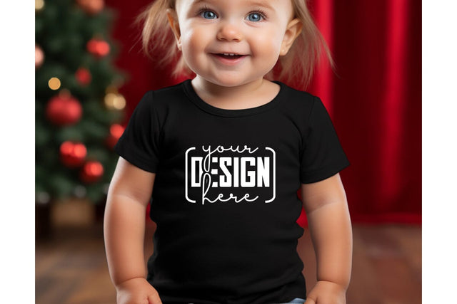 Christmas Cute Baby Black T-Shirt Mockups SVG sublimationhouse29 