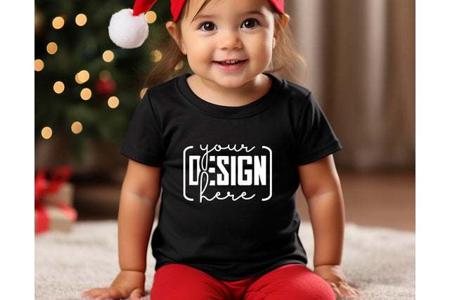 Christmas Cute Baby Black T-Shirt Mockups SVG sublimationhouse29 