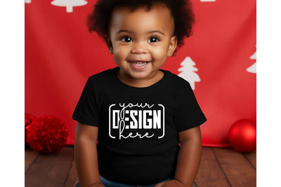 Christmas Cute Baby Black T-Shirt Mockups, SVG sublimationhouse29 