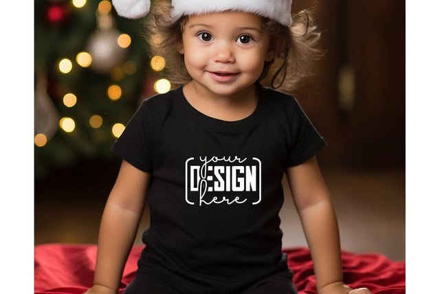 Christmas Cute Baby Black T-Shirt Mockups SVG sublimationhouse29 