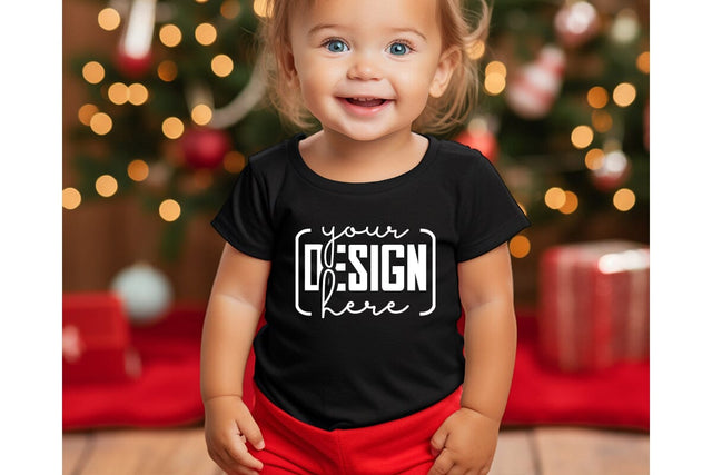 Christmas Cute Baby Black T-Shirt Mockups SVG sublimationhouse29 