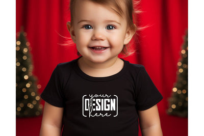 Christmas Cute Baby Black T-Shirt Mockups, SVG sublimationhouse29 