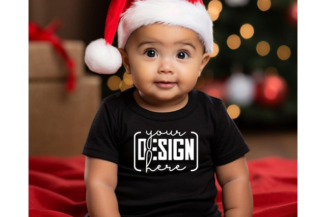 Christmas Cute Baby Black T-Shirt Mockups SVG sublimationhouse29 