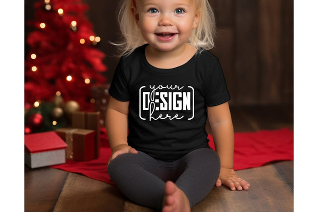 Christmas Cute Baby Black T-Shirt Mockups SVG sublimationhouse29 