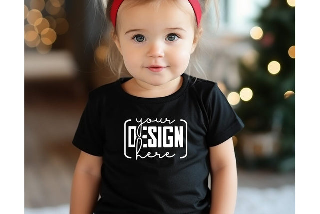 Christmas Cute Baby Black T-Shirt Mockups SVG sublimationhouse29 