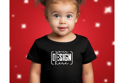 Christmas Cute Baby Black T-Shirt Mockups SVG sublimationhouse29 