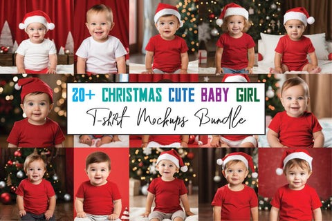 Christmas Cute Baby Girls Red Mockups Bundle Mock Up Photo sublimationhouse29 