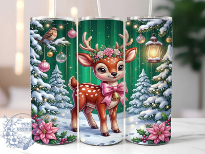 Christmas Cute Deer Pink Bow 20oz Tumbler, Christmas Cute Deer, Cute Deer Pink Bow, Pink Bow Deer, Christmas Deer PNG, Pink Bow Tumbler, Deer Tumbler PNG, 20oz Tumbler Wrap Sublimation ToriDesigns 