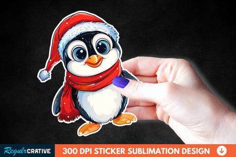 Christmas Cute Penguin Sticker Clipart Bundle Sublimation Regulrcrative 
