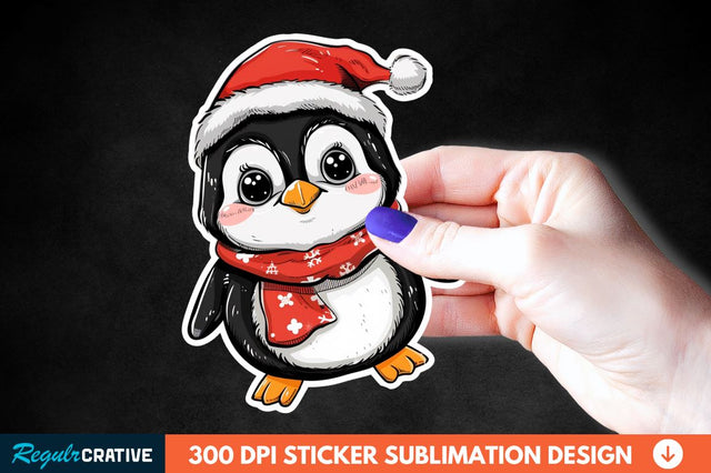Christmas Cute Penguin Sticker Clipart Sublimation Regulrcrative 