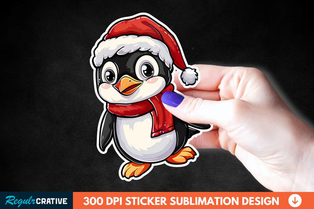 Christmas Cute Penguin Sticker Clipart Sublimation Regulrcrative 