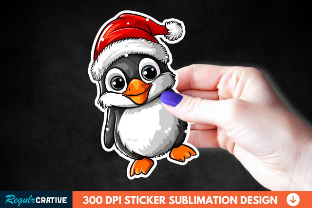 Christmas Cute Penguin Sticker Clipart Sublimation Regulrcrative 
