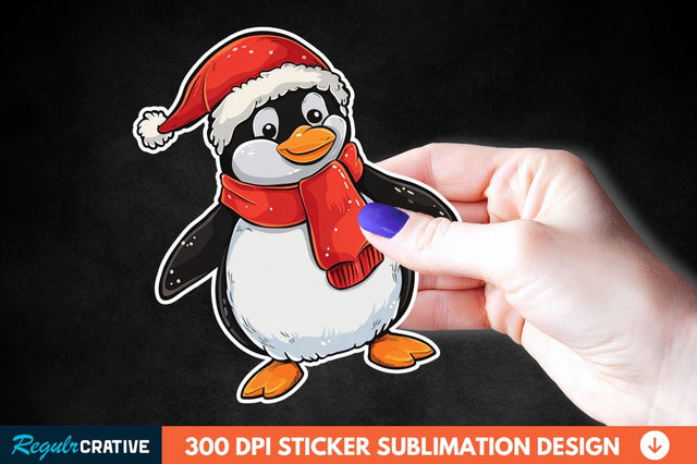 Christmas Cute Penguin Sticker Clipart Sublimation Regulrcrative 