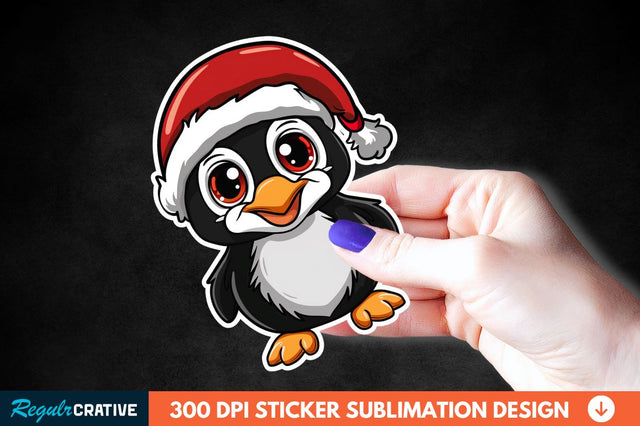 Christmas Cute Penguin Sticker Clipart Sublimation Regulrcrative 
