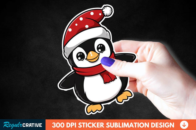 Christmas Cute Penguin Sticker Clipart Sublimation Regulrcrative 