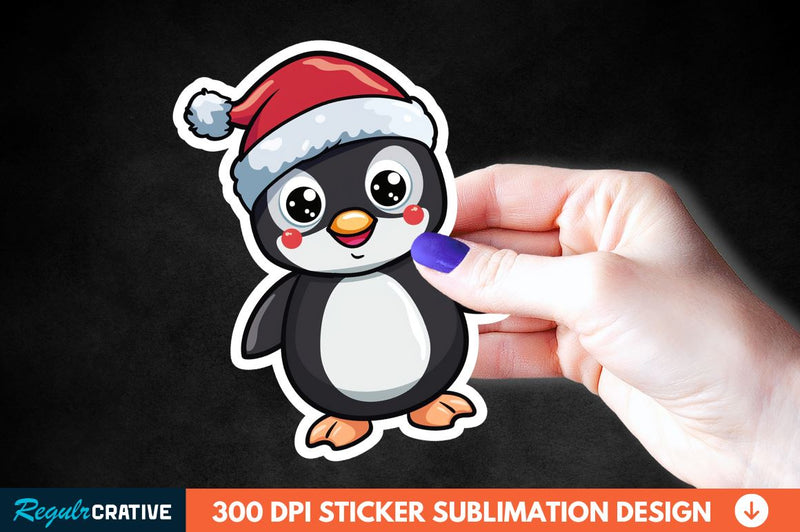Christmas Cute Penguin Sticker Clipart Sublimation Regulrcrative 