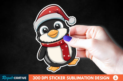 Christmas Cute Penguin Sticker Clipart Sublimation Regulrcrative 