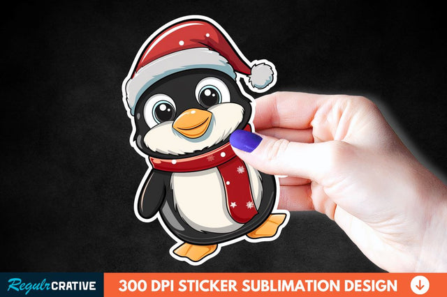 Christmas Cute Penguin Sticker Clipart Sublimation Regulrcrative 