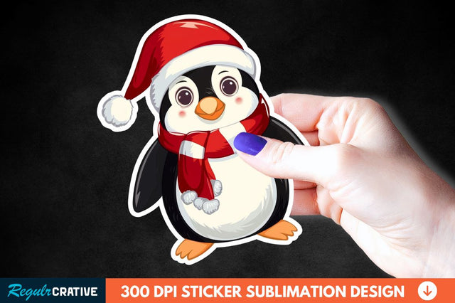 Christmas Cute Penguin Sticker Clipart Sublimation Regulrcrative 