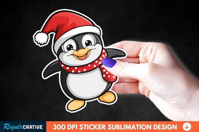 Christmas Cute Penguin Sticker Clipart Sublimation Regulrcrative 